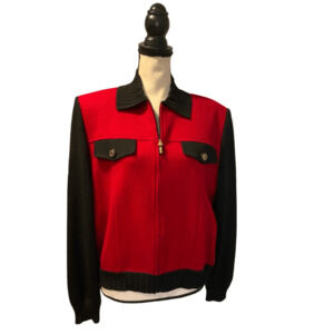 St. John Knit Jacket Red Black